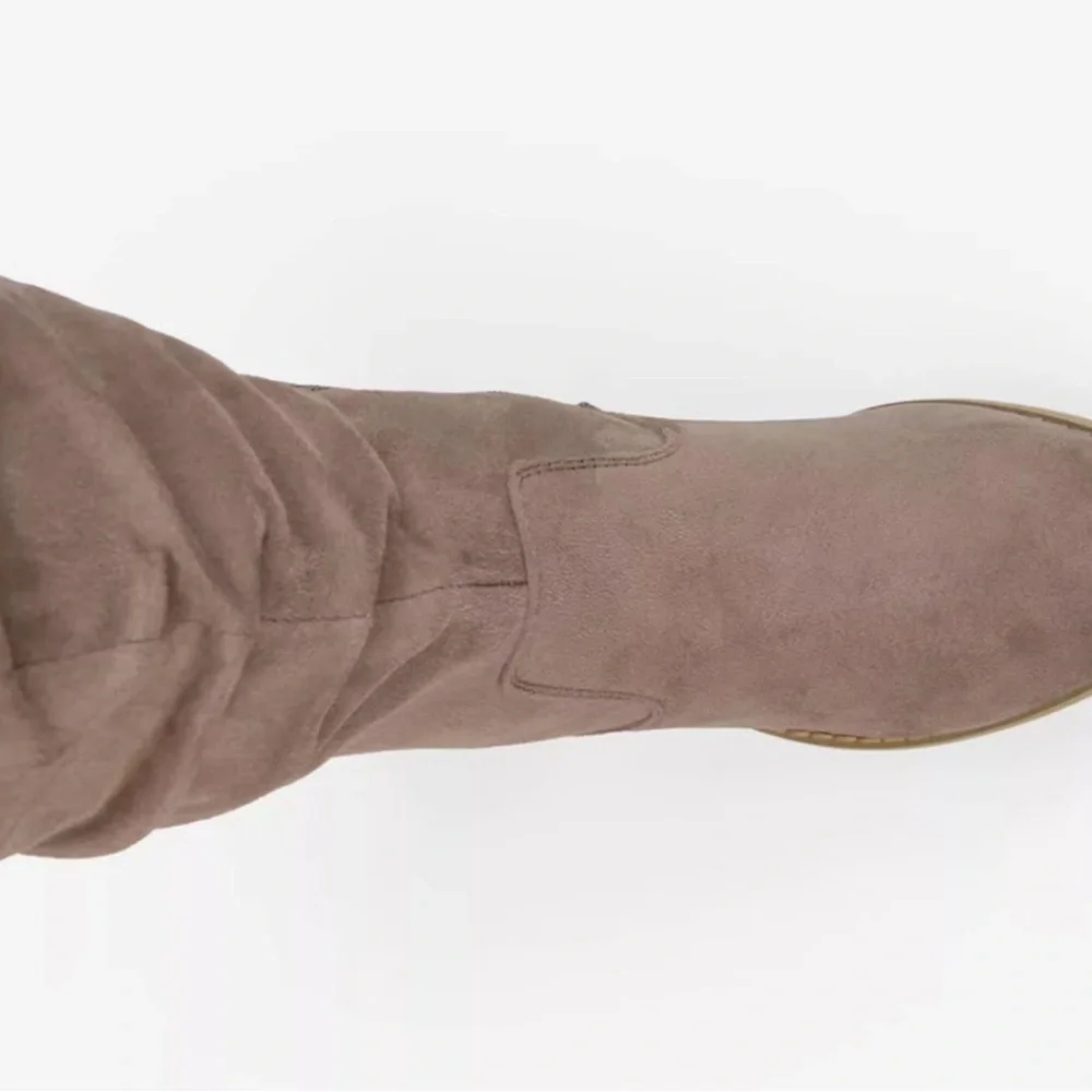 Journee Collection Taupe Slouch Over-the-Knee Block Heel Boots